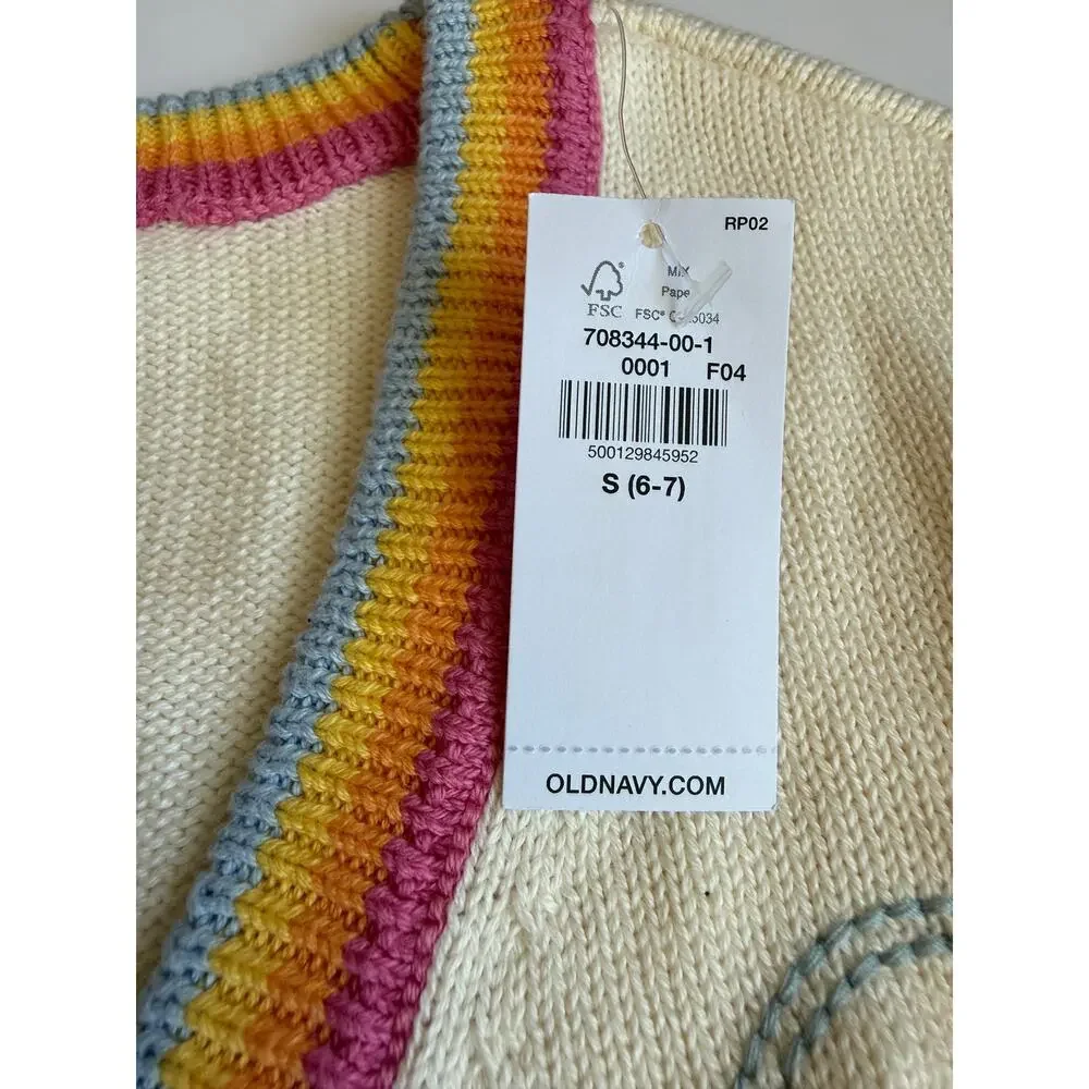 Old Navy Knit Embroidered Cardigan & Tank Top Set 100% Cotton Girls Small 6-7